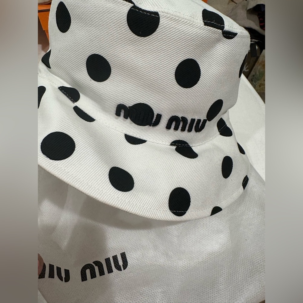 Auth. Miu Miu Polka Dot Bucket Hat